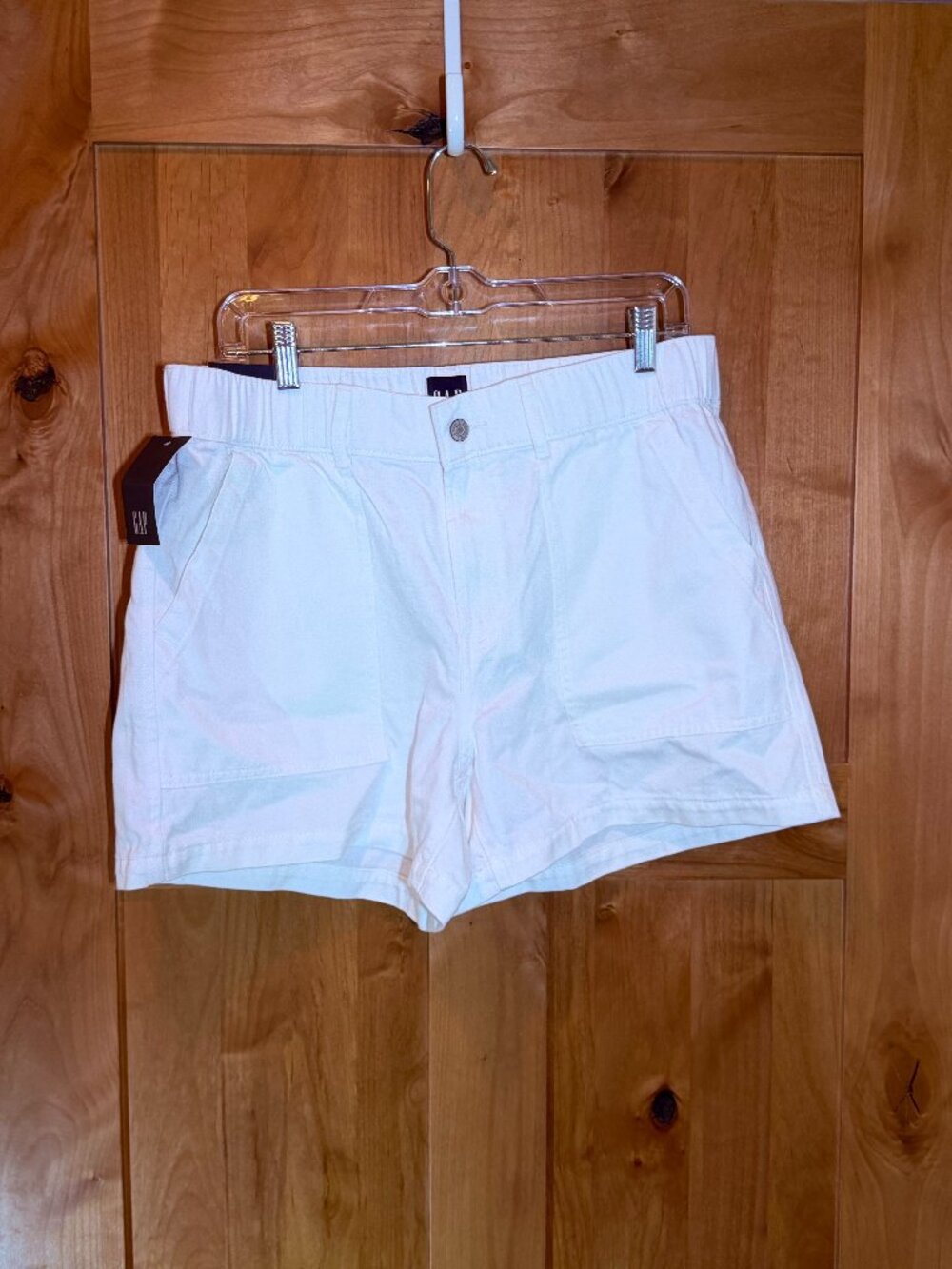 GAP White Elastic Waist Twill Shorts Size L NWT 4" Inseam